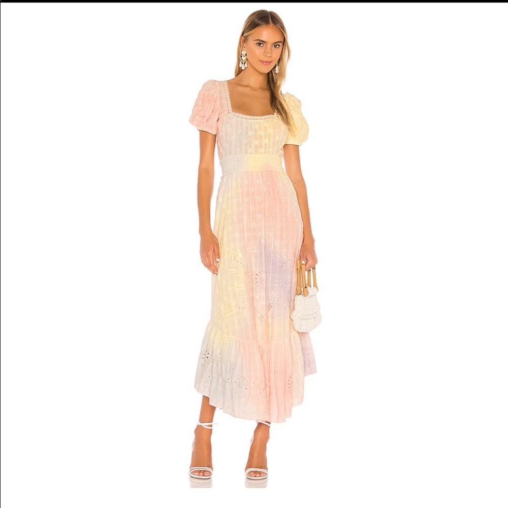 LoveShackFancy BNWT Begonia Midi Dress Tie Dye